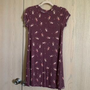 Purple Floral T Shirt Dress